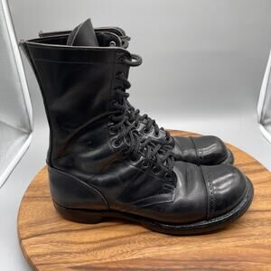 Double H Jump Boots Mens Size 10.5 D Black Leather Cap Toe Biker Work Military